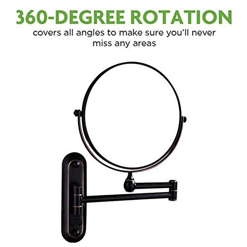 Miroir grossissant double face JCAKES à bras extensible 360° noir