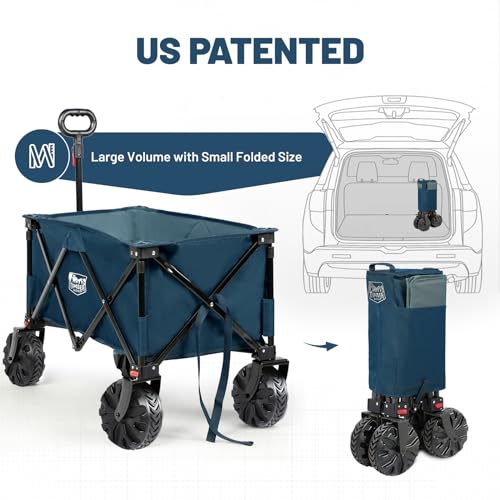 Timber Ridge Outdoor Collapsible Wagon Utility Folding Cart Heavy Duty All Terrain Wheels For Shopping Camping Garden With Side Bag And Cup Holders thumb #5