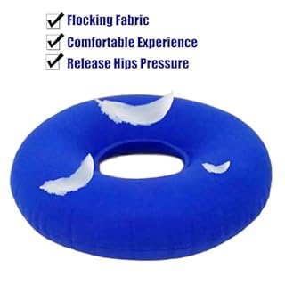 Shineyid 2 Pack Donut Pillow, Inflatable Donut Cushion for Tailbone Pain,Hemorrhoid Seat Cushion, Round Wheelchairs Seat Cushion for Home, Car or Office Chair (15" Dark Blue & Light Blue)