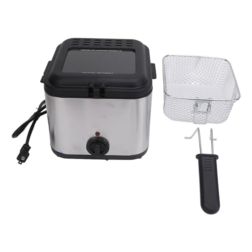 Stainless Steel Electric Fryer 1000W with Adjustable Temperature, Multifunctional Deep Fryer, Equipped with Overheat and Frying Basket