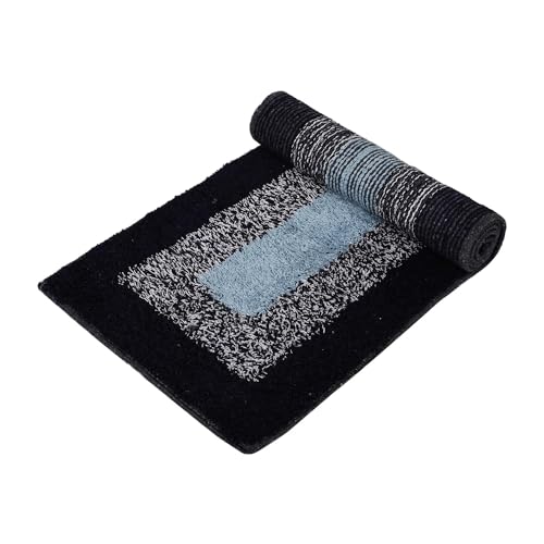 Image of Kitchen Floor Mat Runner Set, Cotton Border Door Mat, 2 Piece Set, Blue, Rug