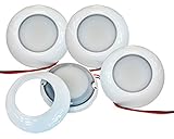 OZ-USA Set of 4 Surface Mount 3" Round Dome Light White LED 6000K Interior Exterior Waterproof 12v 24v Marine RV Truck Trailer