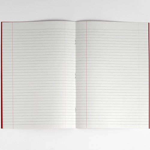 Rhino A4 Exercise Books, 48 Page / 8mm Lined with Margin Paper Notebook, 10 Pack, Office & School Stationery Supplies, Red - Image 4