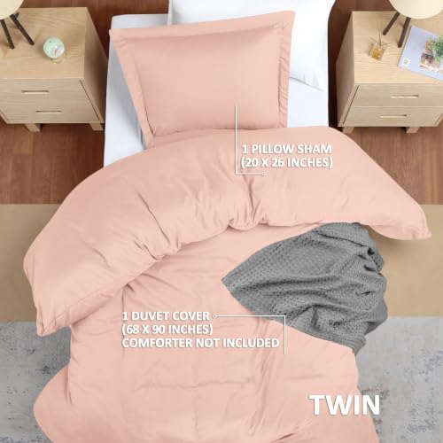 Image of Duvet Cover Twin /Twin XL, 2 PC Cotton Like Polyester, Tea Pink