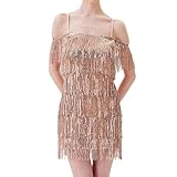 Genérico Vestidos de Fiesta Mujer Elegantes Vestidos Mujer Lentejuelas Flecos Falda Top Conjunto Bachata Atuendo de Danza Disfraz Disfraces de Carnaval