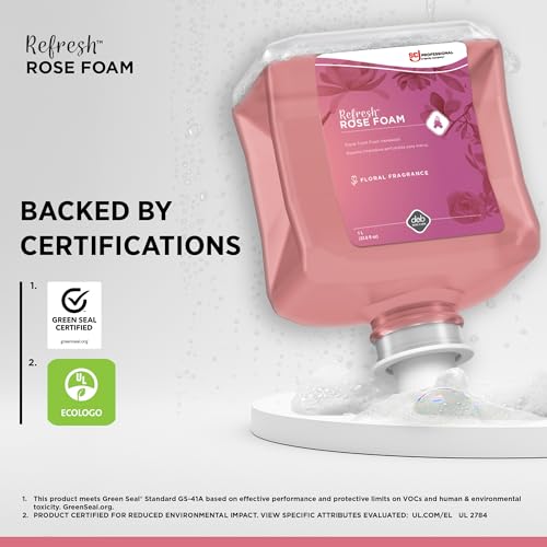 Image of SC Johnson Professional Rose FOAM Dispenser and Refill Starter Kit, Wall Mount Soap Dispenser for Hand Soap, 1 Refresh Rose FOAM Hand Wash, 1 Liter Cartridge, 33.8 fl. oz., for Professional Use Only