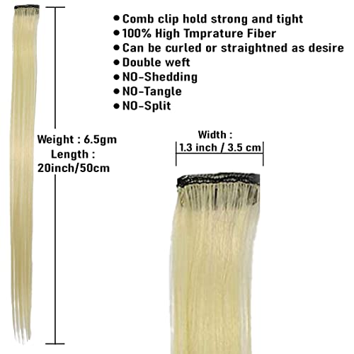 Image of Reusable Coloured Hair Streaks Extensions For Women Hair Coloured Hair Extension For Girls Set of 2 Pcs (Blonde)