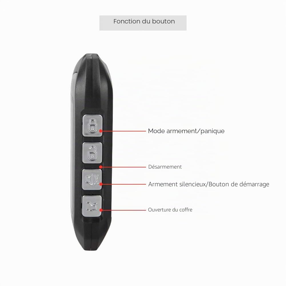 EASYGUARD Système d'alarme de voiture 2 voies EC201-M9 avec écran LCD de 1,75 pouces grand écran de téléavertisseur de choc DC 12 V