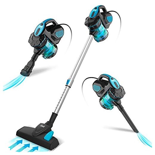 INSE Aspirador con Cable, Aspiradora Escoba de Succión Poderosa de 18kPa, Aspiradora Escopa 3 En 1 Vertical y de Mano para Hogar, Sofas, Mascotas, 600W, 1L, Hepa Filtro Lavable