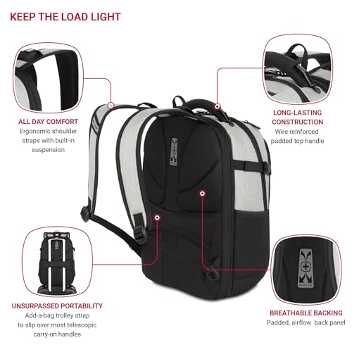 Image of SwissGear Travel Tech Pro Laptop Backpack - Fits Laptops up to 16 inch - ScanSmart TSA-Friendly Backpack with Multiple Organizer Pockets - Grey Heather