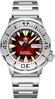 ADDIESDIVE Herren Taucher Automatikuhren Saphirglas Edelstahlarmband Herrenuhr AD2103 (Red)