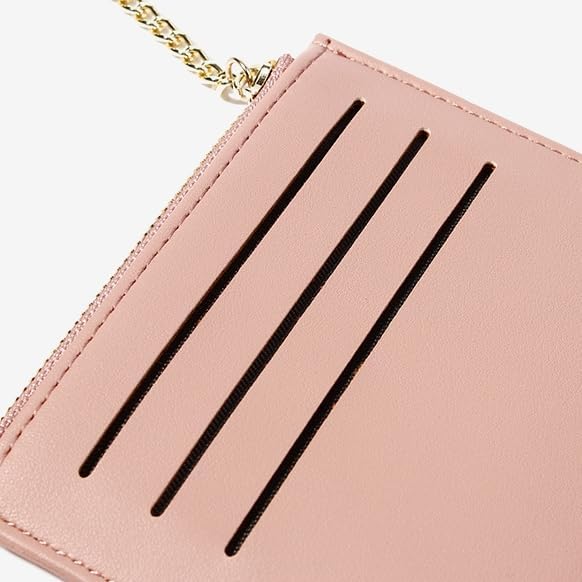 Miniatura 6 de Cartera pequeña con llavero para mujer, tarjetero minimalista con monedero, bonita cartera delgada para mujeres y hombres, Marrón