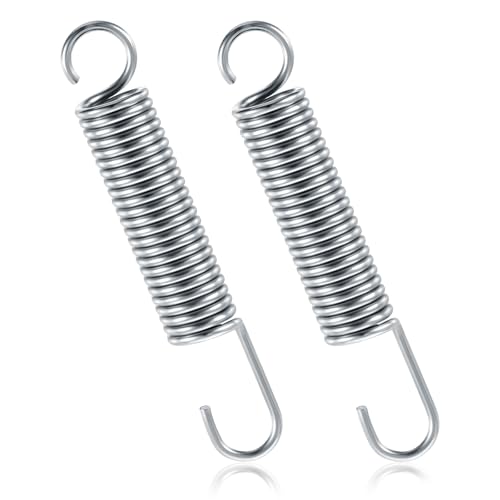 Mabor 2 muelles de tensión con gancho, 90 mm, acero inoxidable, para muebles, de cuello largo, para tumbona, toldo, diámetro de alambre, 14 mm (doble cabeza)