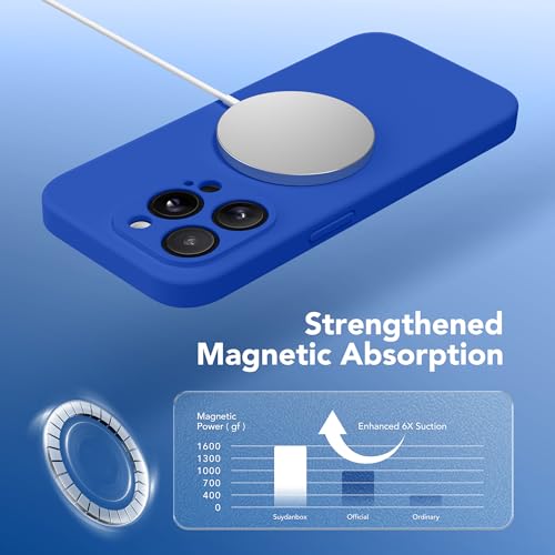 Image of Magnetic for iPhone 13 Pro Max Case, Compatible with MagSafe, [Full Camera Protection][Screen Protector] Silicone Shockproof Protective Phone Case for iPhone 13 Pro Max 6.7 inch, Klein Blue