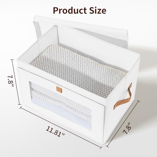 Image of DIMJ Storage Bins with Lids - 6 Pack Large Fabric Closet Organizer with Window & Handles, Collapsible Decorative Storage Boxes for Shelves Under Bed, Books Clothes Blankets Sweaters Organization