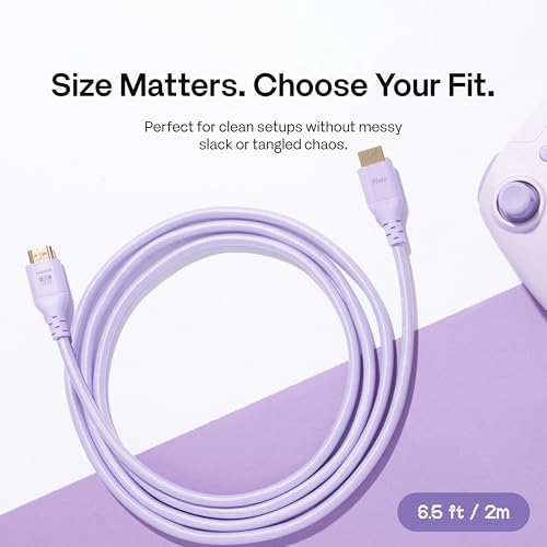 Image of Pixio Purple 8K HDMI 2.1 Cable Ultra Certified Ultra High Speed 6FT 8K 60Hz 4K 120Hz Nylon Braided, Gold Plated Connector, Anti-Breakage, HDR10+, dtsx, eARC, HDCP, Dolby Compatible