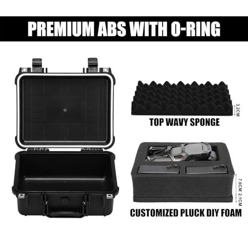 Image of Mayouko 13.4 inch Waterproof Plastic Toolbox with Foam Insert, 13.4 inch x 11.6 inch x 6 inch, IP67 Lockable Storage Box, Customizable Foam, Shockproof Hard Case Weatherproof Container, Protective Hard Camera Case