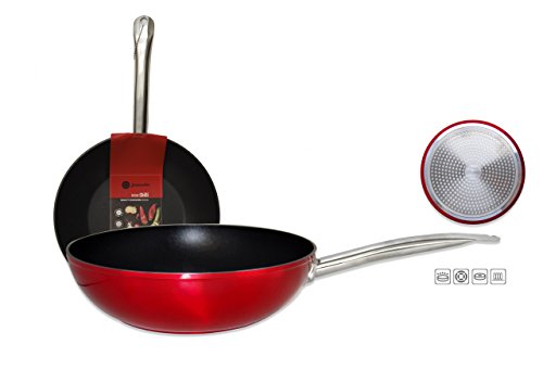 CHILLI WOK HONDO INOX ROJO 28 CMS