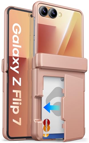 Image of ASAFCASE for Samsung Galaxy Z Flip 7 Wallet Case with Card Holder, Rosegold