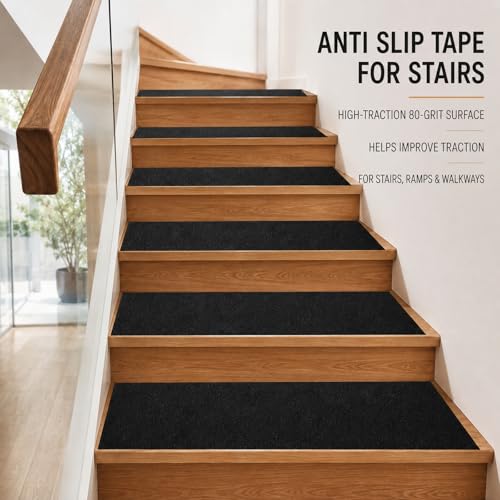 Image of 24 Inch x 20FT Wide Anti Slip Traction Tape, Extra Wide Black Abrasive Grip Tape for Outdoor Steps, Ramps, Walkways, Platforms, Garage Floors, Indoor Outdoor
