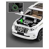 LIUSANG Model samochodu w skali 1:18 do Land Cruiser Prado SUV ze stopu metali, model pojazdu, kolekcja, pamiątki, odpowiedni do wyświetlacza (biały)