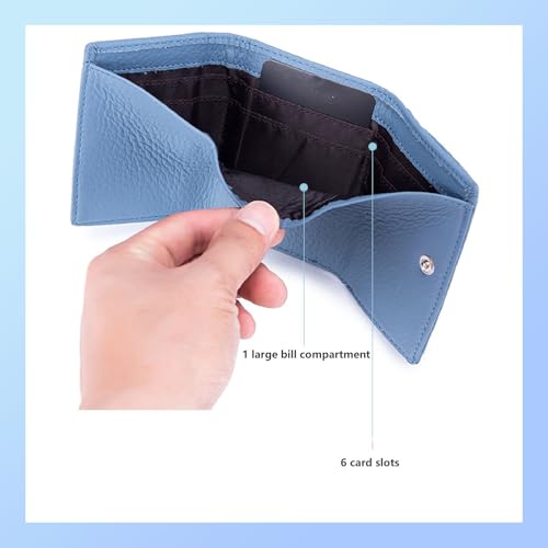 Genuine Leather RFID Blocking Card Holder Organizer Pocket Mini Wallet, 2024 New Preliminary Wallet With Coin Pouch, Womens Genuine Leather Wallet, for Family Folding Mini Wallet (E-Purple)4