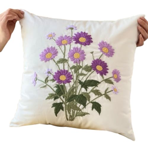 JIACHEN 抱き枕刺繍半製品刺繍刺繍リビングフラワークリエイティブフラワークッションins風手作りdiy自動車置物リビングルームオフィススペースガスケットファッション(紫夢レーヨン,20 cm擬竹刺繍包帯)