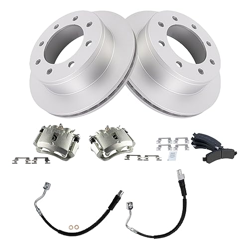 Image of TRQ Rear Brake Pad & Rotor Kit Compatible with 03-11 Chevrolet Express 2500 3500 GMC Savana