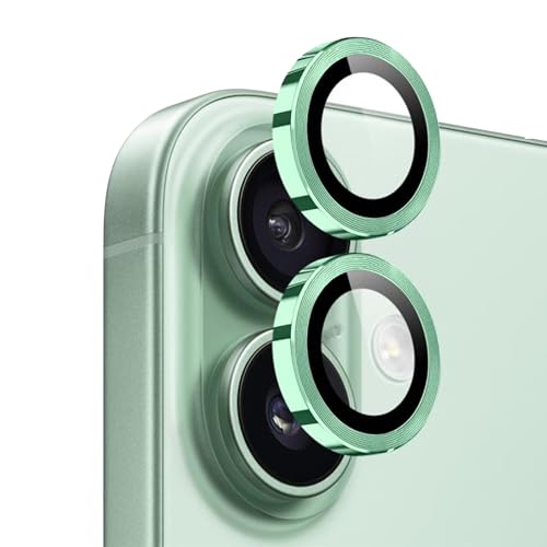 Image of amazon basics Camera Glass Lens Protector Ring for iPhone 17 Case Friendly with Edge to Edge Coverage and Easy Installation (Green)