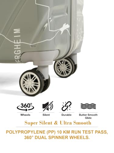 Image of Teakwood Premium Polypropylene Hard Case Printed Trolley Bag, Lightweight Unbreakable Luggage, 360 Dual Spinner Wheels, Side Combination Lock, Smooth Glide,Grey, Medium