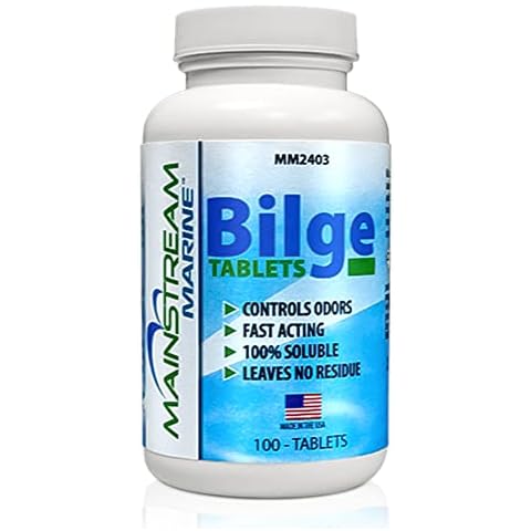 Mainstream Marine Boat Bilge Cleaner and Degreaser, Biodegradable Boat Cleaning Products, Scum and Odor Remover, 100 Tablet Jar Cover