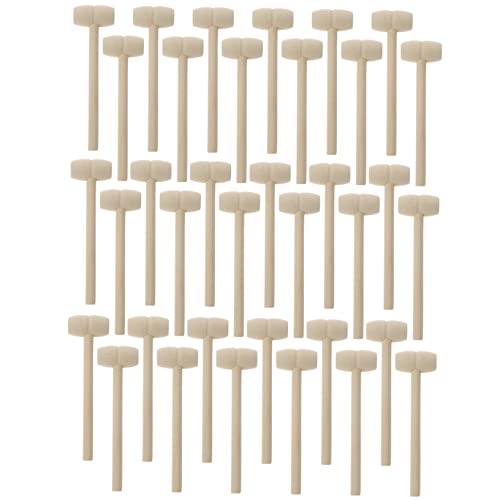 Abaodam 36pcs Mini Wooden Hammer for Fun Parent Interactive Hand Eye Coordination Safe Natural for Age for Shell Knocking and More