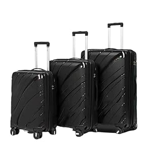 Bagage 3-delige set, lichtgewicht handbagagekoffer, bagagekofferset, grote opslagruimte, verstelbare versnellingspook, met spinnerwielen voor dames (black A)