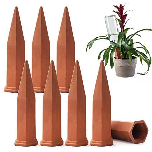 Modern Innovations Ceramic Terracotta Self Watering Spikes (8 Pack) Vacation Automatic Plant Waterer Devices, Indoor/Outdoor Planter Insert, Terra-Cotta Stakes For Potted Plants, Auto-Water System #TOP20