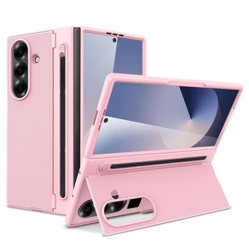 For Samsung Galaxy Z Fold 7�p�P�[�X ? �X�^���h�@�\�E�y���z���_�[�t�� �ϏՌ��X�N���[���ی�J�o�[�i�n�[�hPC���E�S���ʕی�^�j,Pink