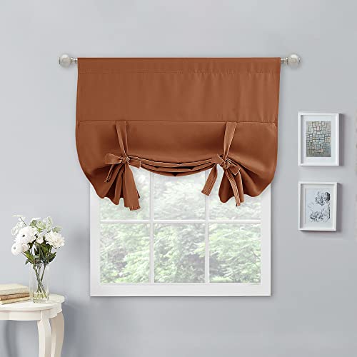 NICETOWN Kitchen Window Curtains - Tie Up Shade Light Filter Roman Shade Drapes Rod Pocket Valance Elegant for Decoration, 40 x 54 inches, Burnt Orang