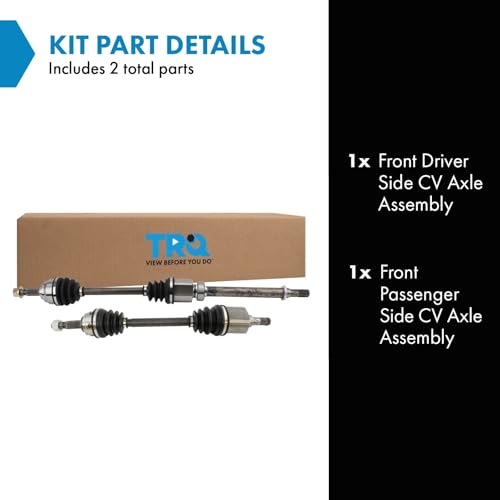 Image of TRQ Front Driver and Passenger Side CV Axle Assembly Set 2 Piece Compatible with 2009-2014 Nissan Cube CVT 2007-2011 Versa CVT 2012 Versa S SL 1.8L