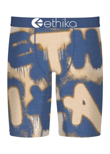 Ethika Men’s Boxer Brief, Knee Length, 4-Way Stretch Performance Underwear with Graphic Prints – Simplicity