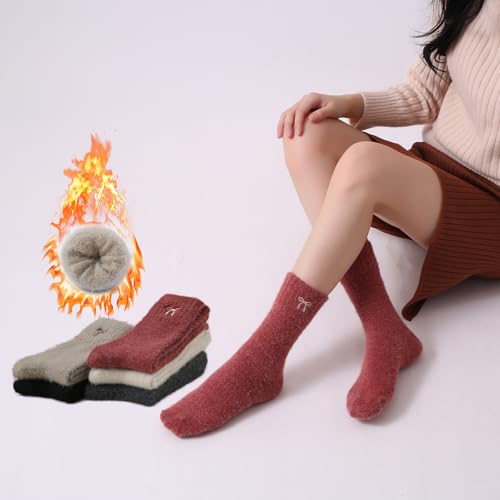 Image of SISOSOCK 5 Pairs Fuzzy Soft Cozy Comfortable Socks for Women, Casual Sleep Comfy Socks, Perfect Warm Winter Gifts for Women