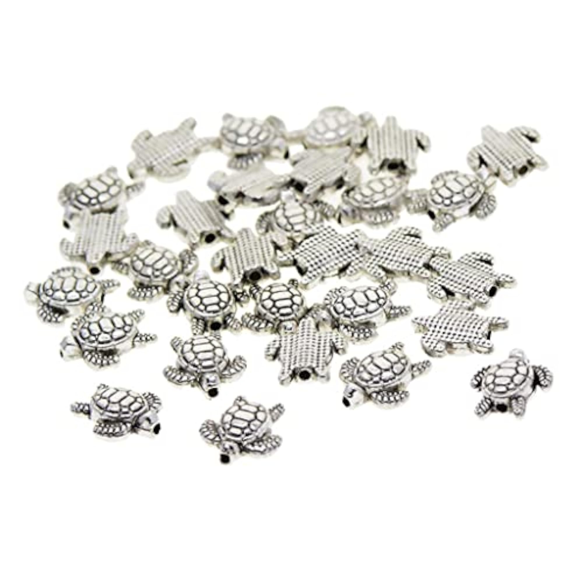 50pcs Tibetan Silver 3D Turtle Spacer Beads for DIY