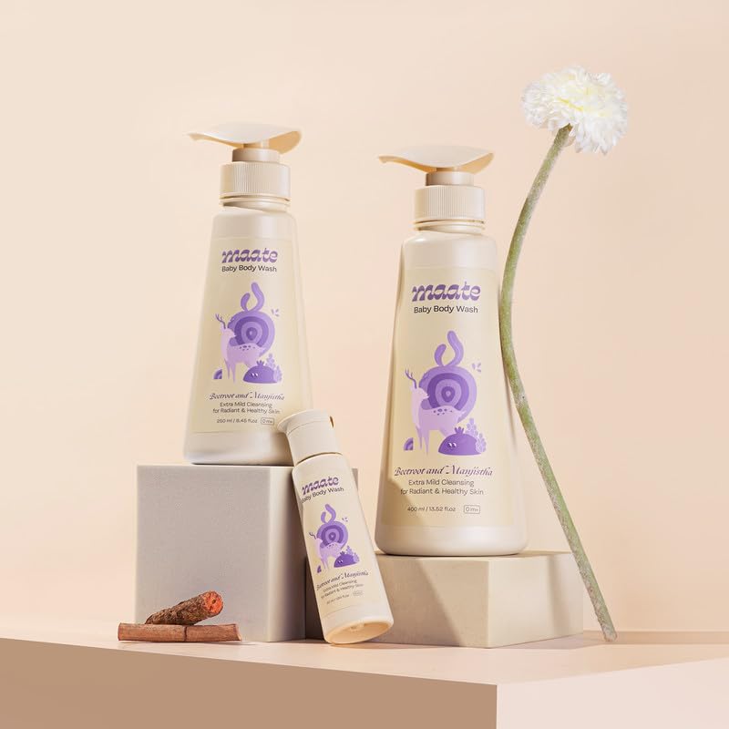 Maate Baby Gentle Wash Combo Pack for Kids | Baby Body Wash & Shampoo (400ml each) | Tear-free formula | Natural & Vegan | Paraben & Sulphate-Free Head to Toe Wash | Perfect for baby's sensitive skin 2