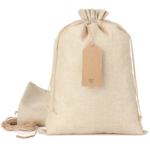 Tapleap Burlap Bags in Bulk with Drawstring...