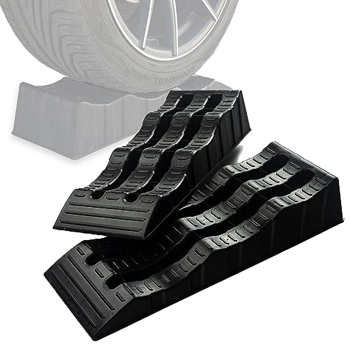 CHROMEMASTER | Rampas para Coches, Calzos Autocaravana, Calzos Camper, Cuñas Niveladoras Caravana | Dos Piezas en un Conjunto | Nivelan su Vehículo | Carga de hasta 4 Toneladas | Plástico Resistente