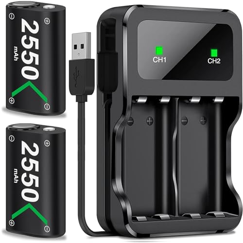 Batterie pour manette Xbox avec 2 batteries rechargeables 5520 mAh pour Xbox One/Xbox Series X/S Elite, station de charge pour Xbox One avec port USB à 60 %...