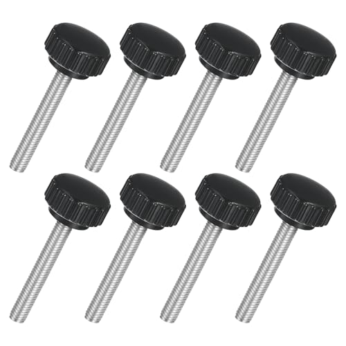 uxcell 8Pcs M6 x 40mm Knurled Clamping Knob, 304 Stainless Steel Thumb Screw Clamping Knob Round Hand Threaded Hand Bolt Stud Knob 22mm Dia for Machinery