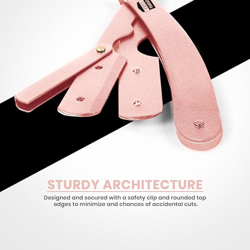 Image of Utopia Care Professional Straight Razor for Men, Barber Straight Edge Razor Safety with 100 Pack Blades, Rose Gold