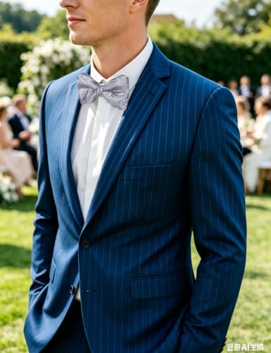 Image of DiBanGu Paisley Pre-Tied Bow Ties for Men Silk Adjustable Bowtie and Pocket Square Cufflinks for Wedding Party