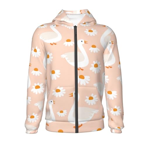 Geese and Flower Kid Hoodies Boys Zip Up Sweatshirts Girls Pullover with Pocket2