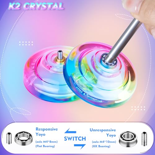 magicyoyo k2 responsive yoyo for kids 8-12 professional yo yo for beginners plastic dual function yo-yo with 12 yoyo strings yo-yos case bag  yoyos accessory kit blue pink yellow gradient