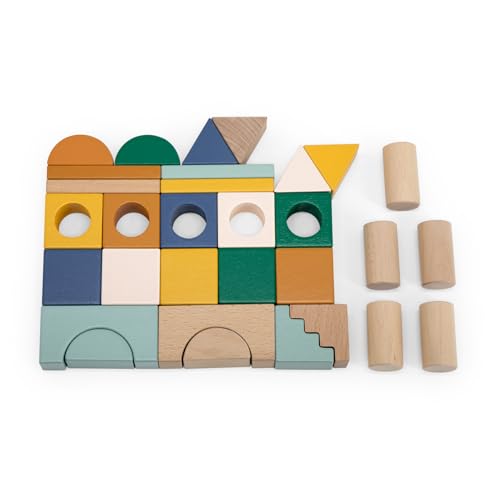 Trixie Wooden Block City - 31 Piece Set - Eco-Friendly and Educational Stacking Toy for Toddlers - Promotes Creativity and Motor Skills - Image 3
